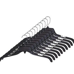 Plastic Utility Hangers Curved Notched Black 17 Inch 25 Pcs